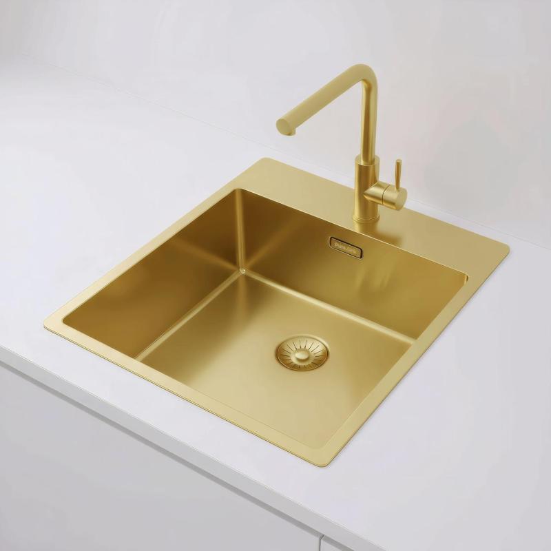 Pure.Sink Exclusivo Chiuveta de aur 44x52 cm Tapwing cu gaura pentru robinet, raza de 10mm PEX4040T-60