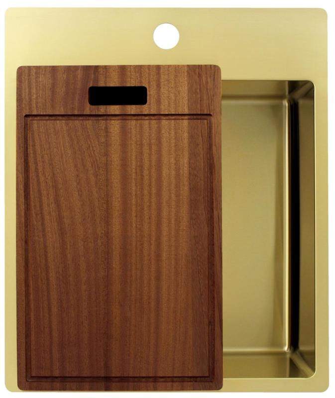 Pure.Sink Exclusivo Chiuveta de aur 44x52 cm Tapwing cu gaura pentru robinet, raza de 10mm PEX4040T-60