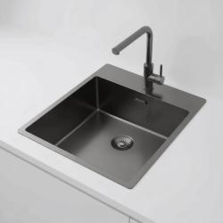 Chiuvetă Pure.Sink Exclusivo Gun Metal 44x52 cm Tapwing cu gaură pentru robinet, rază 10mm PEX4040T-61