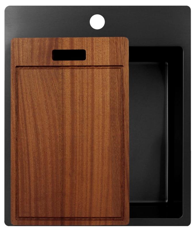 Chiuvetă Pure.Sink Exclusivo Gun Metal 44x52 cm Tapwing cu gaură pentru robinet, rază 10mm PEX4040T-61