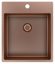 Pure.Sink Exclusivo Chiuvetă de cupru 44x52 cm Tapwing cu gaură pentru robinet, rază de 10mm PEX4040T-62