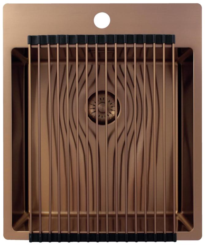 Pure.Sink Exclusivo Chiuvetă de cupru 44x52 cm Tapwing cu gaură pentru robinet, rază de 10mm PEX4040T-62