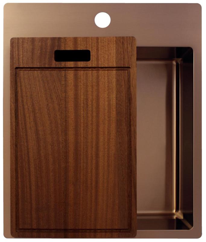 Pure.Sink Exclusivo Chiuvetă de cupru 44x52 cm Tapwing cu gaură pentru robinet, rază de 10mm PEX4040T-62