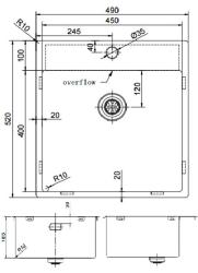 Pure.Sink Exclusivo Chiuvetă de aur 49x52 cm Tapwing cu orificiu pentru robinet rază 10mm PEX4540T-60