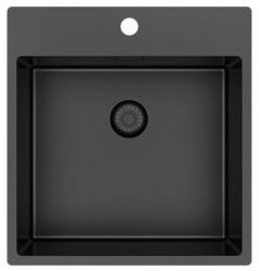 Chiuvetă Pure.Sink Exclusivo Gun Metal 49x52 cm Tapwing cu orificiu pentru robinet, rază 10mm PEX4540T-61