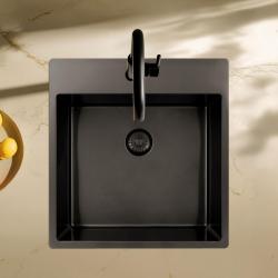 Chiuvetă Pure.Sink Exclusivo Gun Metal 49x52 cm Tapwing cu orificiu pentru robinet, rază 10mm PEX4540T-61
