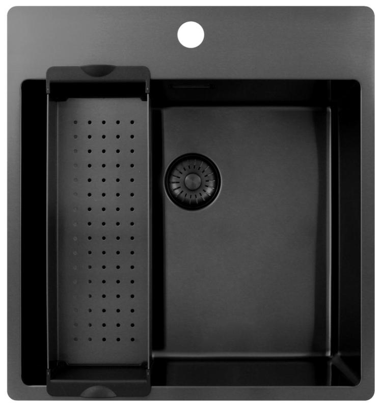 Chiuvetă Pure.Sink Exclusivo Gun Metal 49x52 cm Tapwing cu orificiu pentru robinet, rază 10mm PEX4540T-61