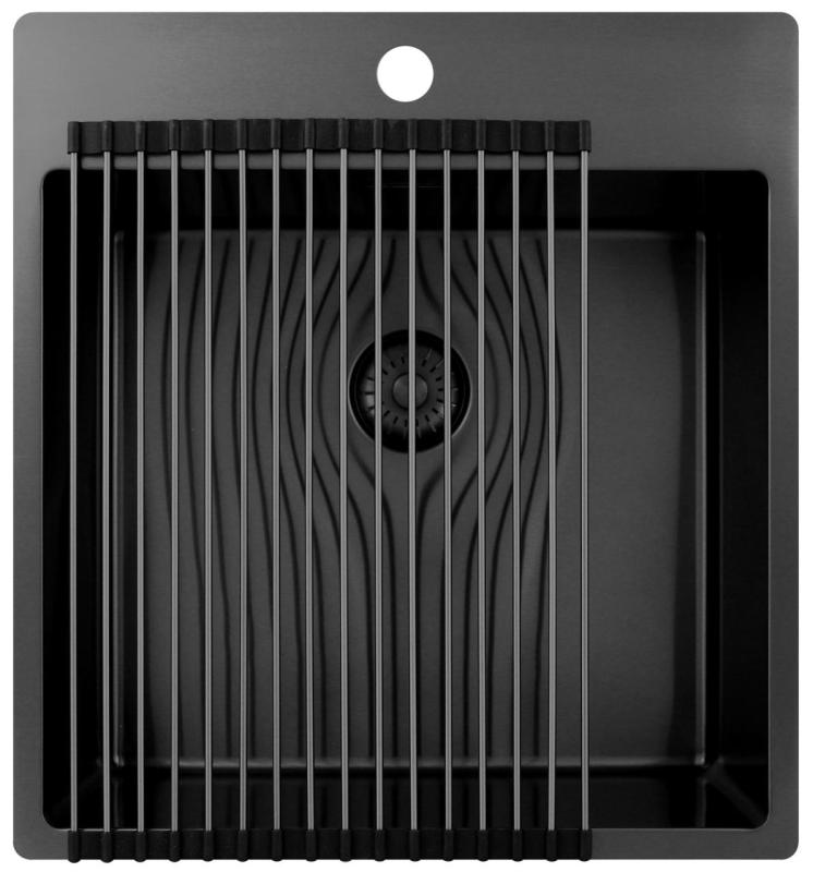 Chiuvetă Pure.Sink Exclusivo Gun Metal 49x52 cm Tapwing cu orificiu pentru robinet, rază 10mm PEX4540T-61