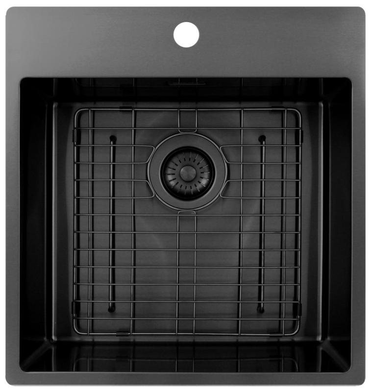 Chiuvetă Pure.Sink Exclusivo Gun Metal 49x52 cm Tapwing cu orificiu pentru robinet, rază 10mm PEX4540T-61