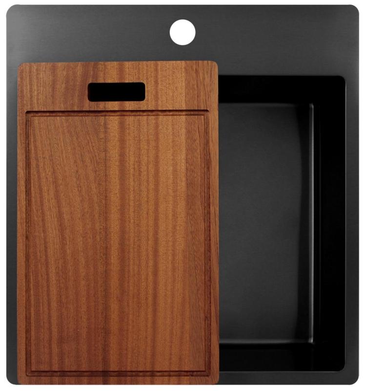 Chiuvetă Pure.Sink Exclusivo Gun Metal 49x52 cm Tapwing cu orificiu pentru robinet, rază 10mm PEX4540T-61