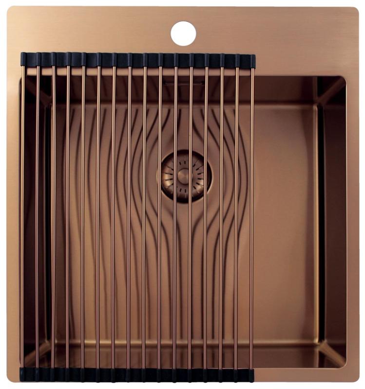 Pure.Sink Exclusivo Chiuvetă de cupru 49x52 cm Tapwing cu banca de găuri pentru robinet, rază de 10mm PEX4540T-62