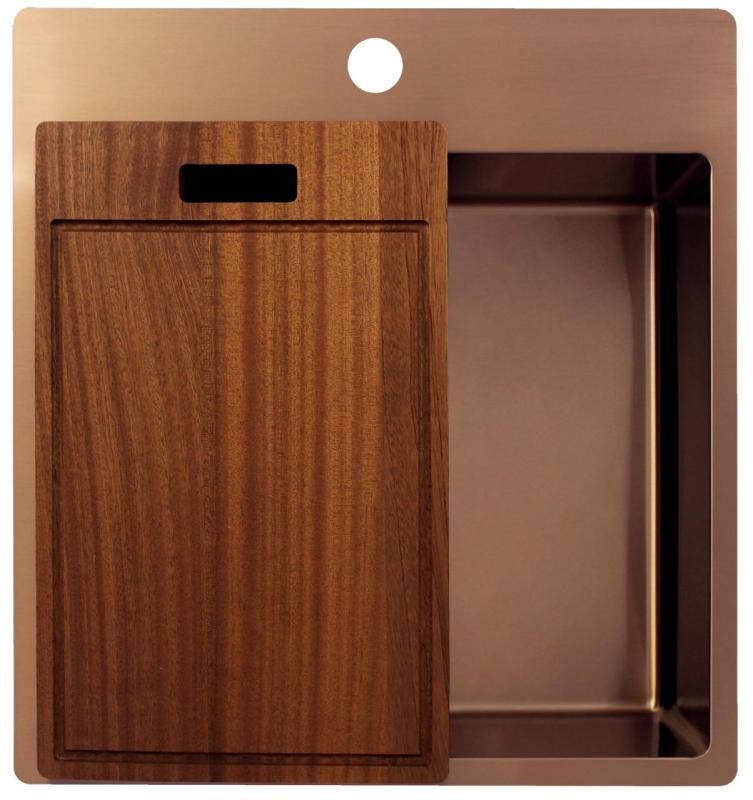 Pure.Sink Exclusivo Chiuvetă de cupru 49x52 cm Tapwing cu banca de găuri pentru robinet, rază de 10mm PEX4540T-62