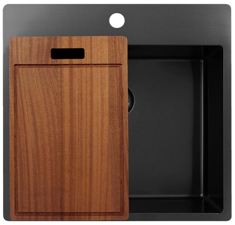 Chiuveta Pure.Sink Exclusivo Gun Metal 54x52 cm Tapwing cu gaură pentru robinet, rază 10mm PEX5040T-61