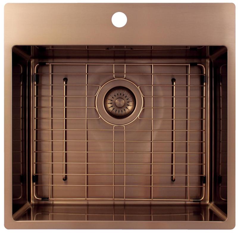 Pure.Sink Exclusivo Chiuvetă de cupru 54x52 cm Tapwing cu gaura pentru robinet, rază de 10mm PEX5040T-62