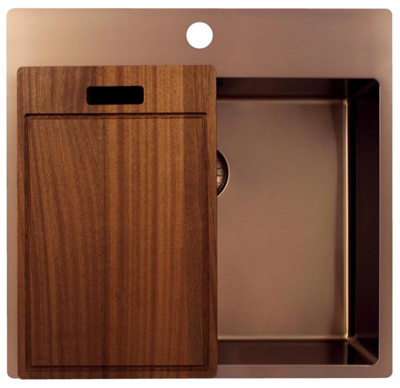 Pure.Sink Exclusivo Chiuvetă de cupru 54x52 cm Tapwing cu gaura pentru robinet, rază de 10mm PEX5040T-62