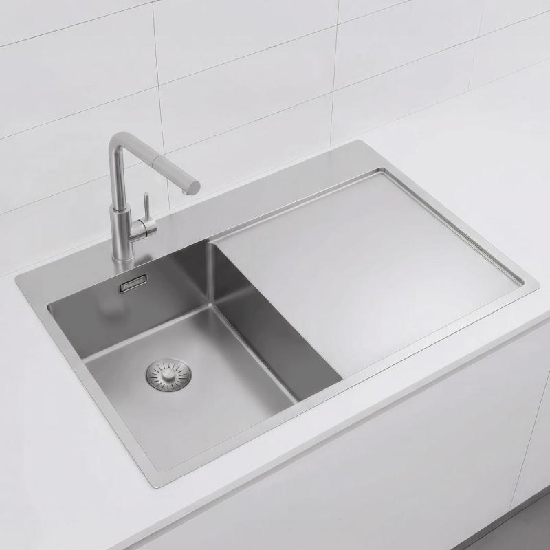 Pure.Sink Exclusivo RVS chiuvetă mică cu zonă de scurgere 78x52 cm Tapwing stânga PEX3478LT-02