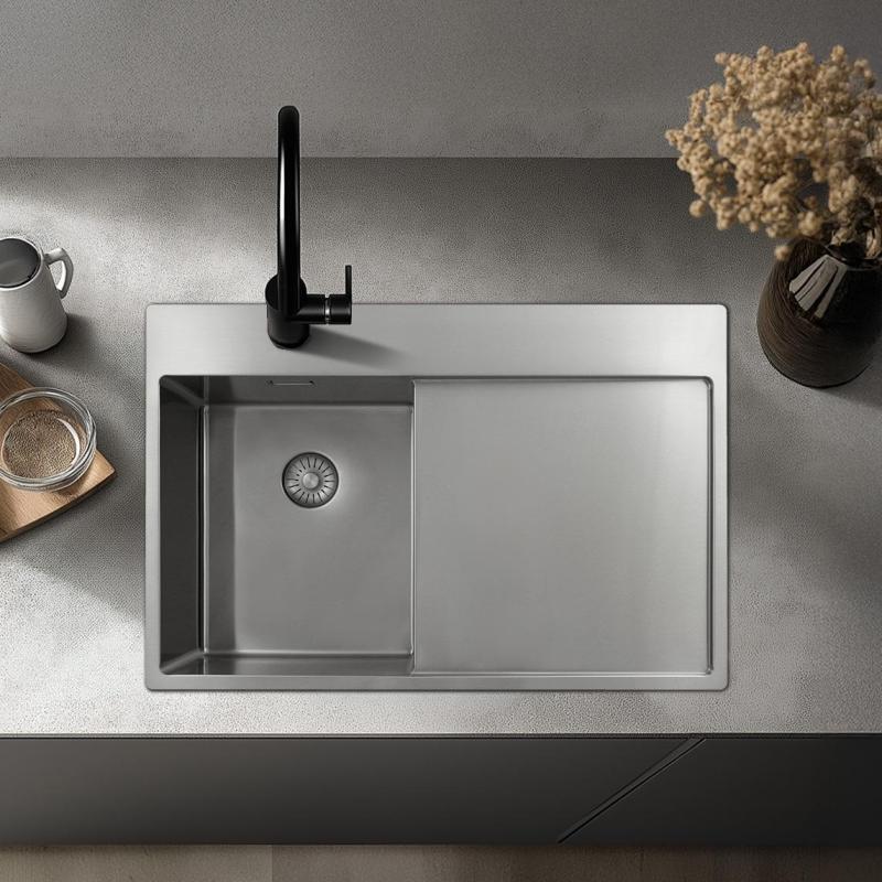 Pure.Sink Exclusivo RVS chiuvetă mică cu zonă de scurgere 78x52 cm Tapwing stânga PEX3478LT-02