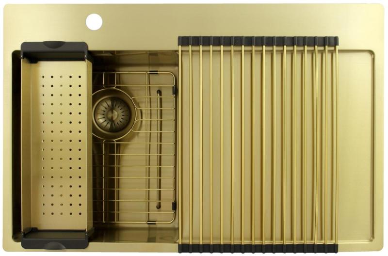 Pure.Sink Exclusivo Chiuvetă mică aurie cu scurgere 78x52 cm Robinet stânga PEX3478LT-60