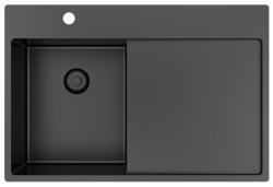 Pure.Sink Exclusivo Gun Metal chiuvetă mică cu secțiune de scurgere 78x52 cm Tapwing stânga PEX3478LT-61