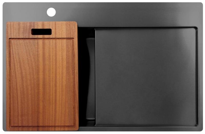 Pure.Sink Exclusivo Gun Metal chiuvetă mică cu secțiune de scurgere 78x52 cm Tapwing stânga PEX3478LT-61