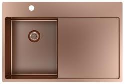 Pure.Sink Exclusiv. Chiuveta mică din cupru cu zona de scurgere 78x52 cm Tapwing stânga PEX3478LT-62