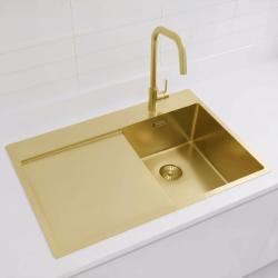 Pure.Sink Exclusivo Chiuvetă mică aurie cu zonă de scurgere 78x52 cm Robinet cu manetă dreapta PEX3478RT-60