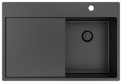 Pure.Sink Exclusivo Gun Metal chiuvetă mică cu zonă de scurgere 78x52 cm Tapwing dreapta PEX3478RT-61