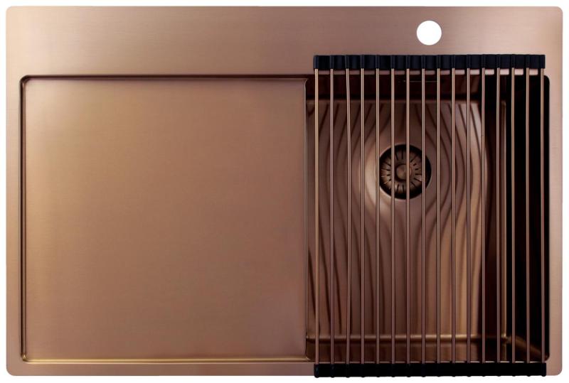 Pure.Sink Exclusivo Chiuvetă mică din cupru cu zonă de scurgere 78x52 cm Tapwing dreapta PEX3478RT-62