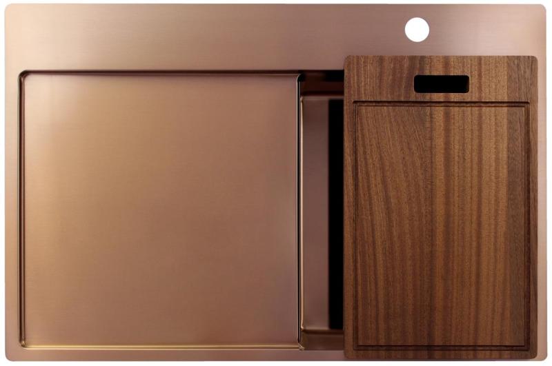 Pure.Sink Exclusivo Chiuvetă mică din cupru cu zonă de scurgere 78x52 cm Tapwing dreapta PEX3478RT-62