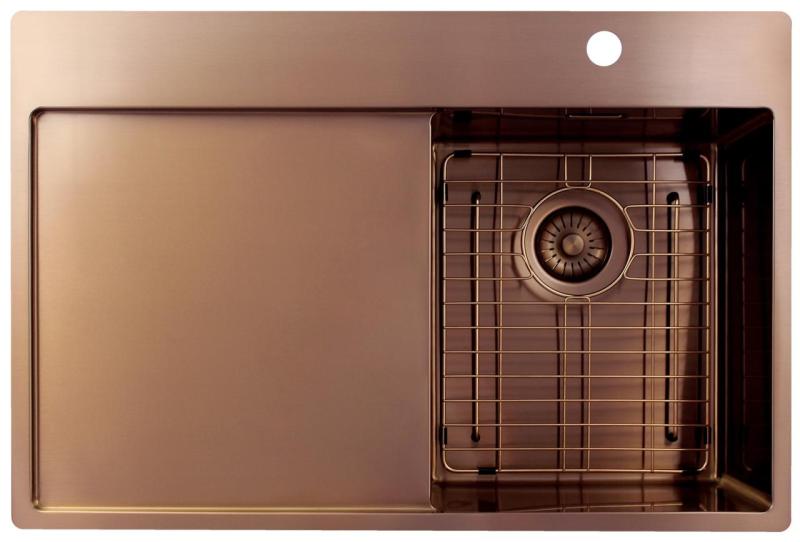 Pure.Sink Exclusivo Chiuvetă mică din cupru cu zonă de scurgere 78x52 cm Tapwing dreapta PEX3478RT-62