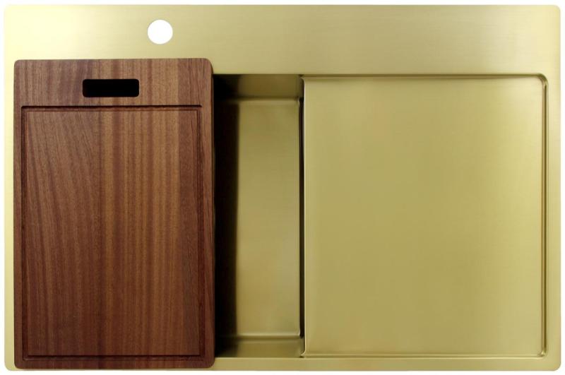 Pure.Sink Exclusivo Chiuvetă aurie cu zonă de scurgere 78x52 cm Robinet cu manetă stânga PEX4078LT-60