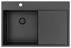 Chiuveta Pure.Sink Exclusivo Gun Metal cu zona de scurgere 78x52 cm Tapwing pe stânga PEX4078LT-61