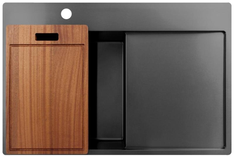 Chiuveta Pure.Sink Exclusivo Gun Metal cu zona de scurgere 78x52 cm Tapwing pe stânga PEX4078LT-61