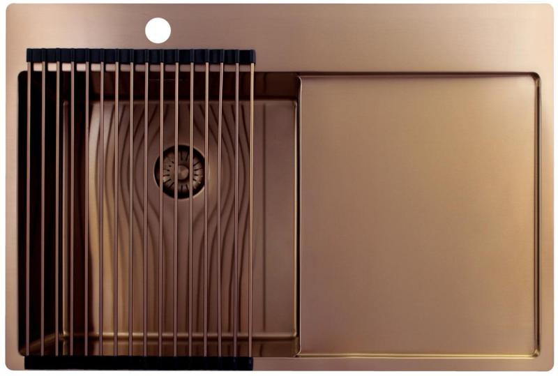 Pure.Sink Exclusivo Chiuvetă de cupru cu zonă de scurgere 78x52 cm Tapwing stânga PEX4078LT-62