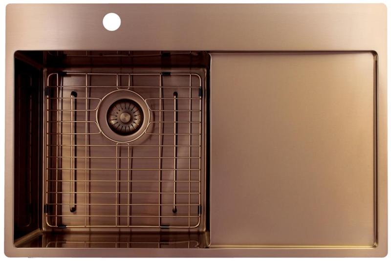 Pure.Sink Exclusivo Chiuvetă de cupru cu zonă de scurgere 78x52 cm Tapwing stânga PEX4078LT-62