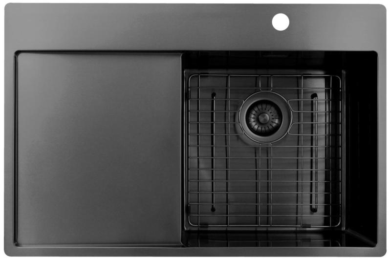 Pure.Sink Exclusivo Gun Metal chiuveta cu zona de scurgere 78x52 cm Tapwing dreapta PEX4078RT-61