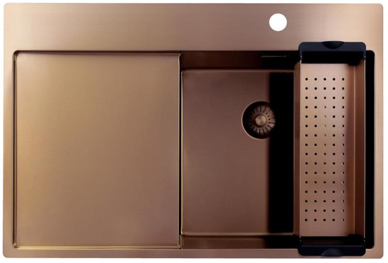 Pure.Sink Exclusivo Chiuvetă din cupru cu zonă de scurgere 78x52 cm Tapwing dreapta PEX4078RT-62