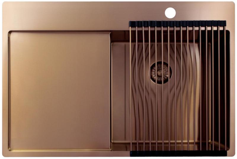 Pure.Sink Exclusivo Chiuvetă din cupru cu zonă de scurgere 78x52 cm Tapwing dreapta PEX4078RT-62