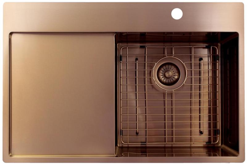 Pure.Sink Exclusivo Chiuvetă din cupru cu zonă de scurgere 78x52 cm Tapwing dreapta PEX4078RT-62