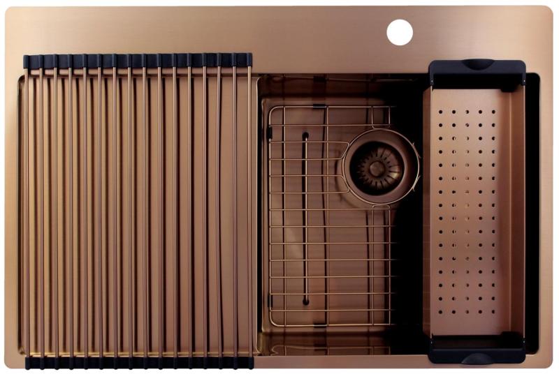 Pure.Sink Exclusivo Chiuvetă din cupru cu zonă de scurgere 78x52 cm Tapwing dreapta PEX4078RT-62