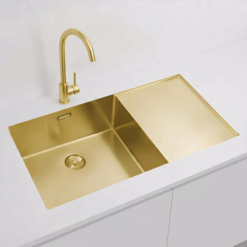 Pure.Sink Exclusivo Chiuvetă aurie cu scurgere 86x52 cm Robinet stânga PEX5086LT-60