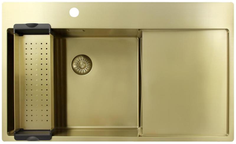 Pure.Sink Exclusivo Chiuvetă aurie cu scurgere 86x52 cm Robinet stânga PEX5086LT-60