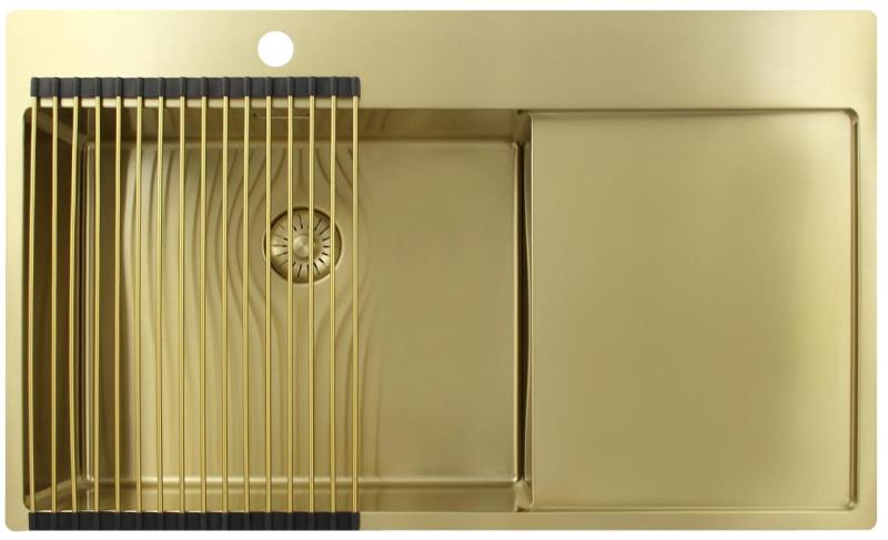 Pure.Sink Exclusivo Chiuvetă aurie cu scurgere 86x52 cm Robinet stânga PEX5086LT-60