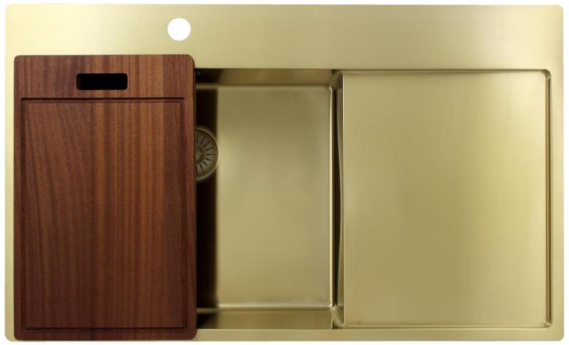 Pure.Sink Exclusivo Chiuvetă aurie cu scurgere 86x52 cm Robinet stânga PEX5086LT-60