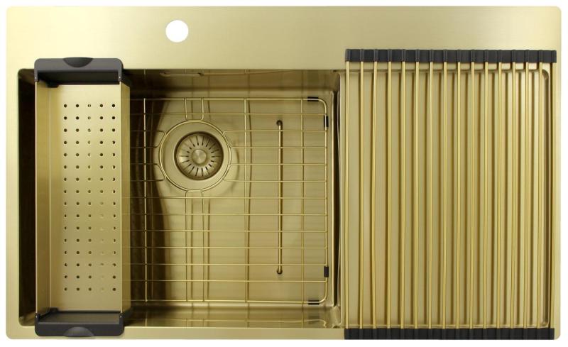 Pure.Sink Exclusivo Chiuvetă aurie cu scurgere 86x52 cm Robinet stânga PEX5086LT-60