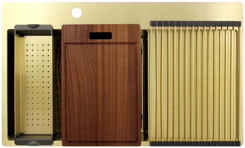 Pure.Sink Exclusivo Chiuvetă aurie cu scurgere 86x52 cm Robinet stânga PEX5086LT-60