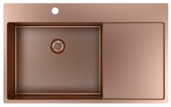Pure.Sink Exclusivo Chiuveta de cupru cu zona de scurgere 86x52 cm Robinet pe stânga PEX5086LT-62