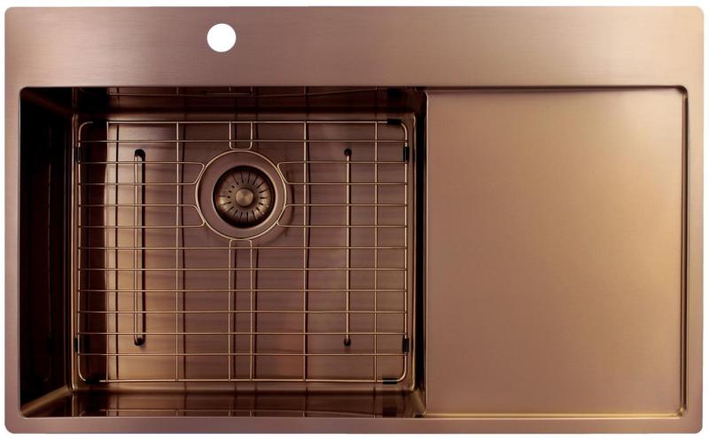 Pure.Sink Exclusivo Chiuveta de cupru cu zona de scurgere 86x52 cm Robinet pe stânga PEX5086LT-62