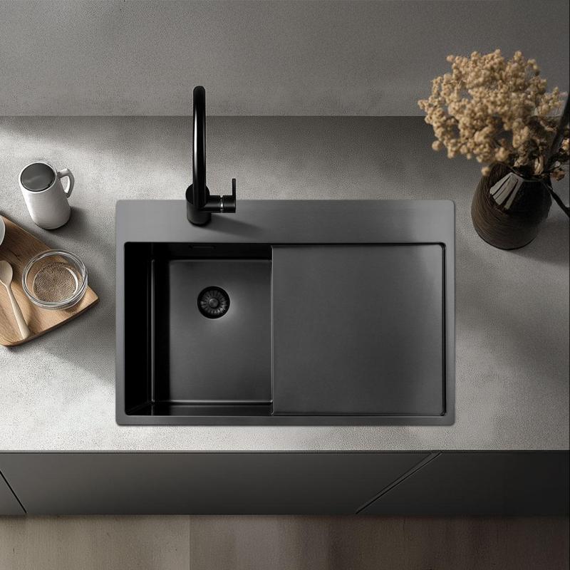 Pure.Sink Exclusivo chiuvetă din inox cu zona de scurgere 86x52 cm Tapwing dreapta PEX5086RT-02