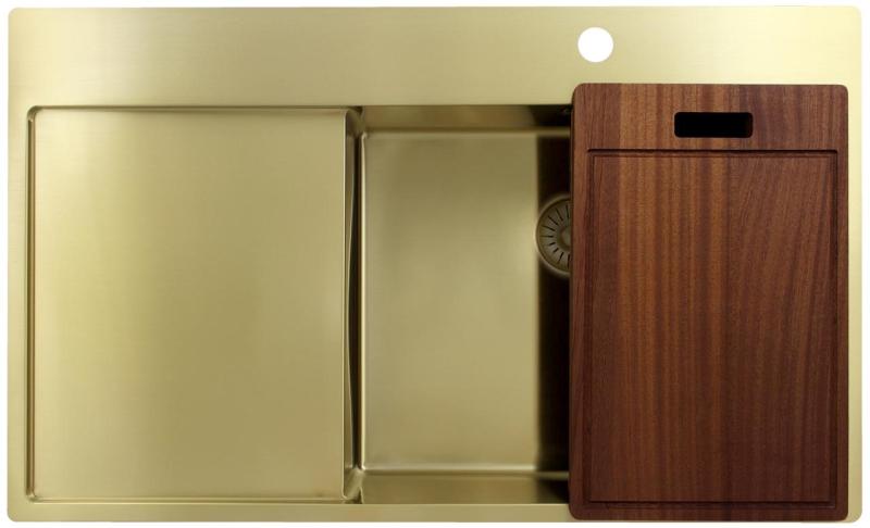 Pure.Sink Exclusivo Chiuvetă de aur cu zonă de scurgere 86x52 cm Tapwing dreapta PEX5086RT-60